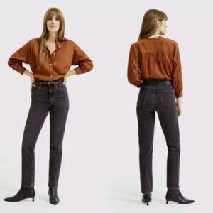 Everlane The High Rise Straight Jean in Washed Black Wash Size 27